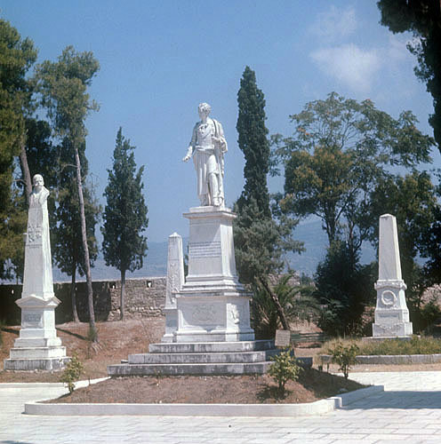 George Lord Byron, statue, Herves Park, Missolonghi, Greece